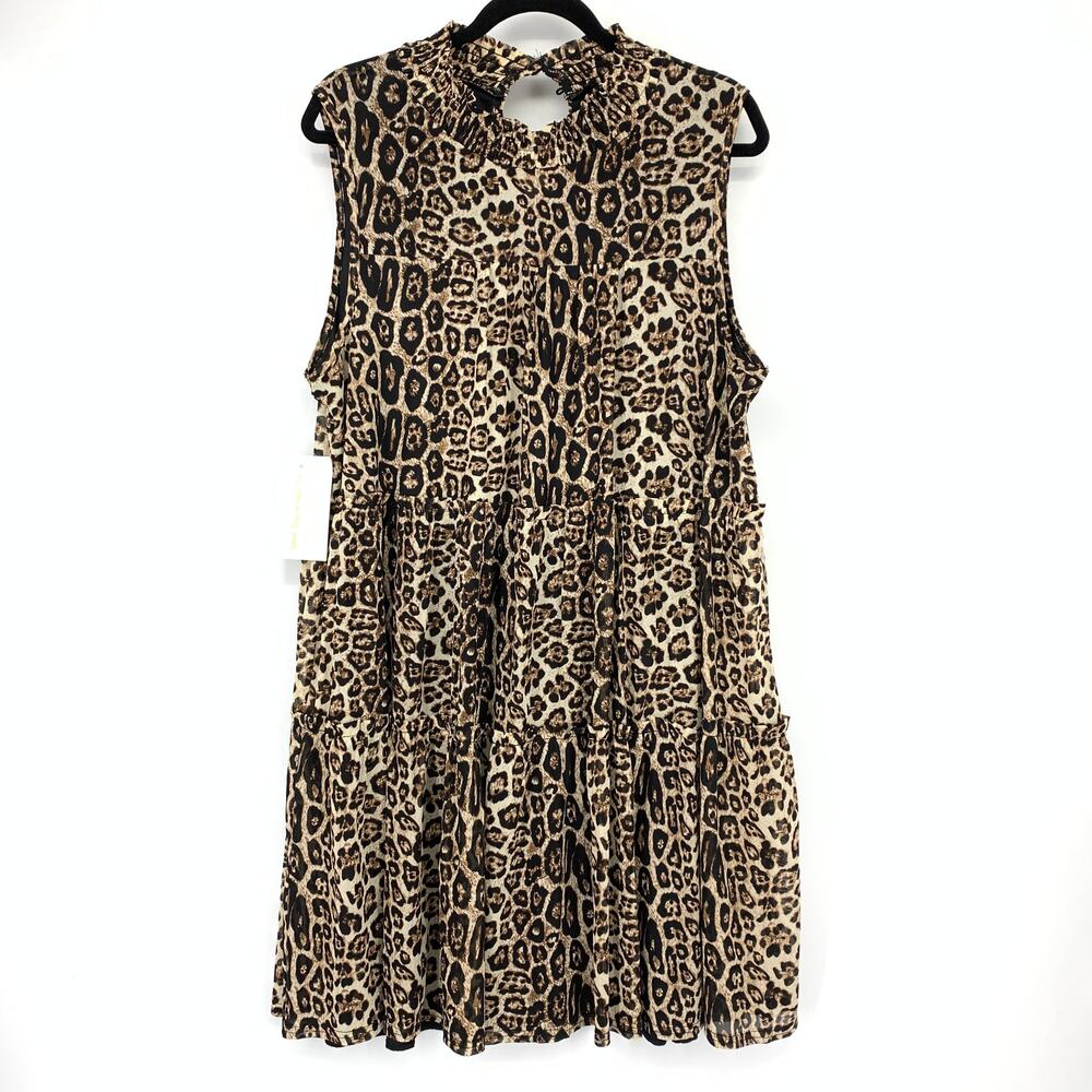 Siren Lily Sleeveless High Neck A-Line Dress Womens Size 1X Leopard Print NEW